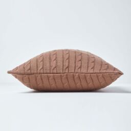 Cotton Cable Knit Cushion Cover - Chocolate - thumbnail 2