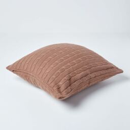 Cotton Cable Knit Cushion Cover - Chocolate - thumbnail 3