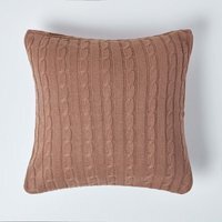 Cotton Cable Knit Cushion Cover - Chocolate - thumbnail 1