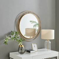 Saskia Round Gold Wall Mirror - 90cm - Gold - image 1