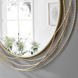 Saskia Round Gold Wall Mirror - 90cm - Gold - thumbnail 4