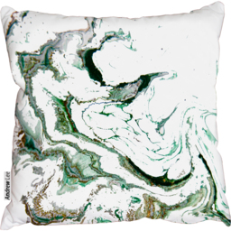 Golden and dark blue mixed Marble effect Outdoor Cushion - Green / 60cm - thumbnail 2