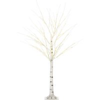 Warm White LED Pre Lit Birch Tree 150cm - White