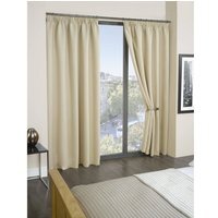 Woven Thermal Blackout Pencil Pleat Curtains - Beige / 228cm / 168cm