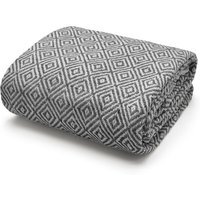 100 Percent Cotton Indian Diamond Patterend Batten Sofa or Bed Throw - Charcoal / 127cm / 127x152 cm - image 1