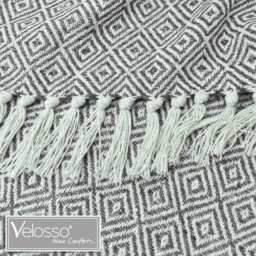 100 Percent Cotton Indian Diamond Patterend Batten Sofa or Bed Throw - Charcoal / 127cm / 127x152 cm - thumbnail 4