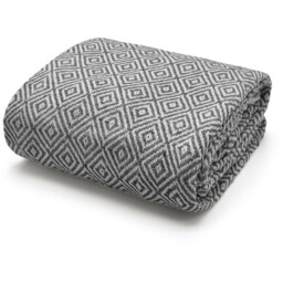 100 Percent Cotton Indian Diamond Patterend Batten Sofa or Bed Throw - Charcoal / 127cm / 127x152 cm - thumbnail 2