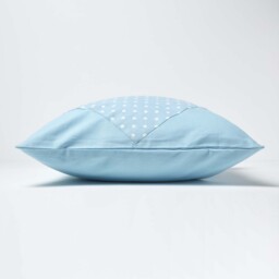 Homescapes Cotton Plain and Polka Dots Cushion Cover - Blue / 60cm - thumbnail 3