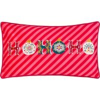 Ho Ho Ho Velvet Piped Cushion - Red / 80 Feather 20 Polyester