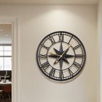 Metal Minimalist Roman Numerals Wall Clock - Black - image 1