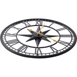 Metal Minimalist Roman Numerals Wall Clock - Black - thumbnail 3