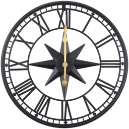 Metal Minimalist Roman Numerals Wall Clock - Black - thumbnail 2