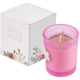 Natural Soy Wax Scented Candle in Glass Jar - Lemon and Rose - thumbnail 4
