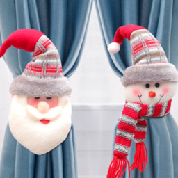 Set of Two Christmas Themed Curtain Tiebacks - Santa and Snowman / Santa and Snowman - thumbnail 2