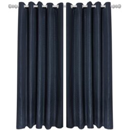 Wave Woven Jacquard Curtains - Navy / 116cm / 137cm - thumbnail 4