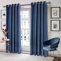 Wave Woven Jacquard Curtains - Navy / 116cm / 137cm