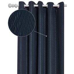 Wave Woven Jacquard Curtains - Navy / 116cm / 137cm - thumbnail 2