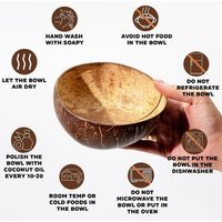 Natural Coconut Bowl with Wooden Stand Handmade, Decorative - Chocolate - image 1