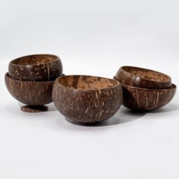 Natural Coconut Bowl with Wooden Stand Handmade, Decorative - Chocolate - thumbnail 5