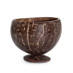 Natural Coconut Bowl with Wooden Stand Handmade, Decorative - Chocolate - thumbnail 3