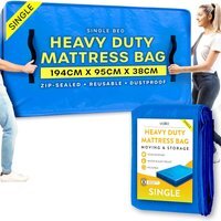 Heavy Duty Mattress Bag for Moving - Reusable Waterproof Mattress Cover - Blue / Single
