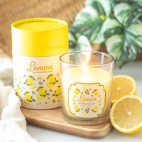 Zesty Lemon Bliss Candle In Decorative Glass Holder - Yellow