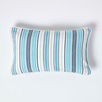 Homescapes Cotton New England Stripe Cushion Cover - Blue / 50cm