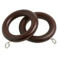 Wooden Curtain Pole Ring Hooks with Eyes - Chestnut / 4