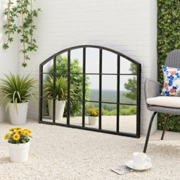 Arched 18-Grid Glass Window Mirror with Metal Frame - Bronze - thumbnail 2