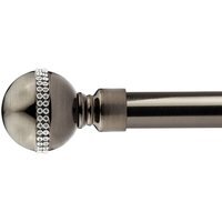 16-19mm Bejeweled Extendable Eyelet Metal Curtain Pole Set - Black Silk / 160cm - thumbnail 1