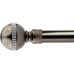 16-19mm Bejeweled Extendable Eyelet Metal Curtain Pole Set - Black Silk / 160cm - thumbnail 2