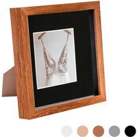 "3D Box Photo Frame - 8 x 8"" with 4 x 4"" Mount - Dark Wood/Black"
