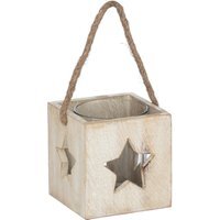 Rustic Star Tealight Candle Holder - White / 8cm - thumbnail 1