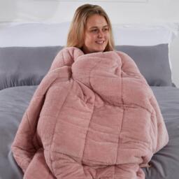 Teddy Fleece Weighted Blanket Throw - Pink / 180cm - thumbnail 3
