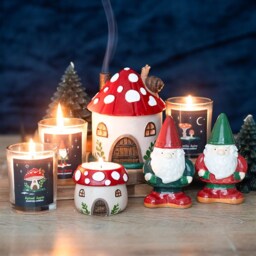 Whimsical Mushroom House Tealight Holder - Red - thumbnail 3