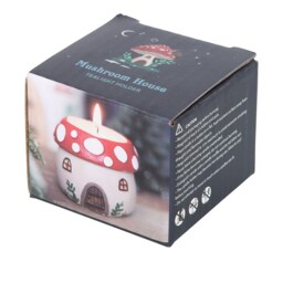 Whimsical Mushroom House Tealight Holder - Red - thumbnail 2