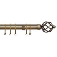 25-28mm Cage End Antique Brass Metal Curtain Pole Set - Antique Brass / 170cm