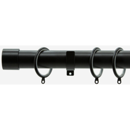 Matt Black 28mm End Cap Fixed Length Metal Curtain Pole - Matt Black / 60cm - thumbnail 5