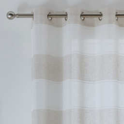Eyelet Header Sheer Linen-Look Voile Panels with Horizontal Stripe Design  Pair - Natural / 137cm - thumbnail 5