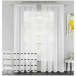 Eyelet Header Sheer Linen-Look Voile Panels with Horizontal Stripe Design  Pair - Natural / 137cm - thumbnail 3