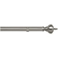 28mm Fixed Length Metal Eyelet Curtain Pole Set - Vienna Finial - Satin Silver / 300cm - thumbnail 1