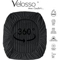 Plush Supersoft Jumbo Cord Ribbed Fitted Sheet Deep Box Black - Black  / Single