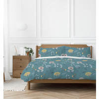 Olia Floral Reversible Duvet Set - Teal / Double