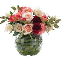 Artificial Rose Flower Arrangement in Globe Vase - Pink - thumbnail 1