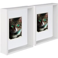 "8"" x 10"" 3D Deep Box Photo Frames - 4"" x 6"" Mount - Pack of 5 - White/White"