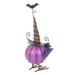 Purple Metal Owl Ornament with Witch Hat, Halloween - Purple - thumbnail 3