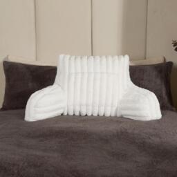 Faux Fur Ribbed Heatable Cuddle Cushion - Cream - thumbnail 2