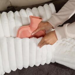 Faux Fur Ribbed Heatable Cuddle Cushion - Cream - thumbnail 3
