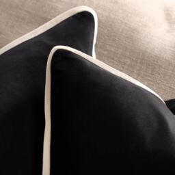 Pack of Matte Velvet Piped Edge Cushion Covers - Black / 2 - thumbnail 2