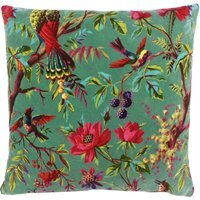 Paradise Velvet Cushion - Aqua / Feather